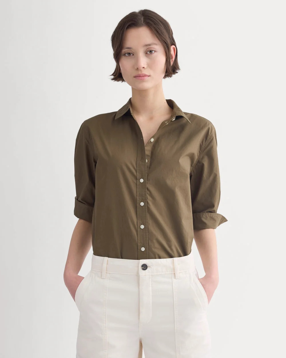 Cuff Detail Shirt in Lightweight Cotton | Beech | Everlane