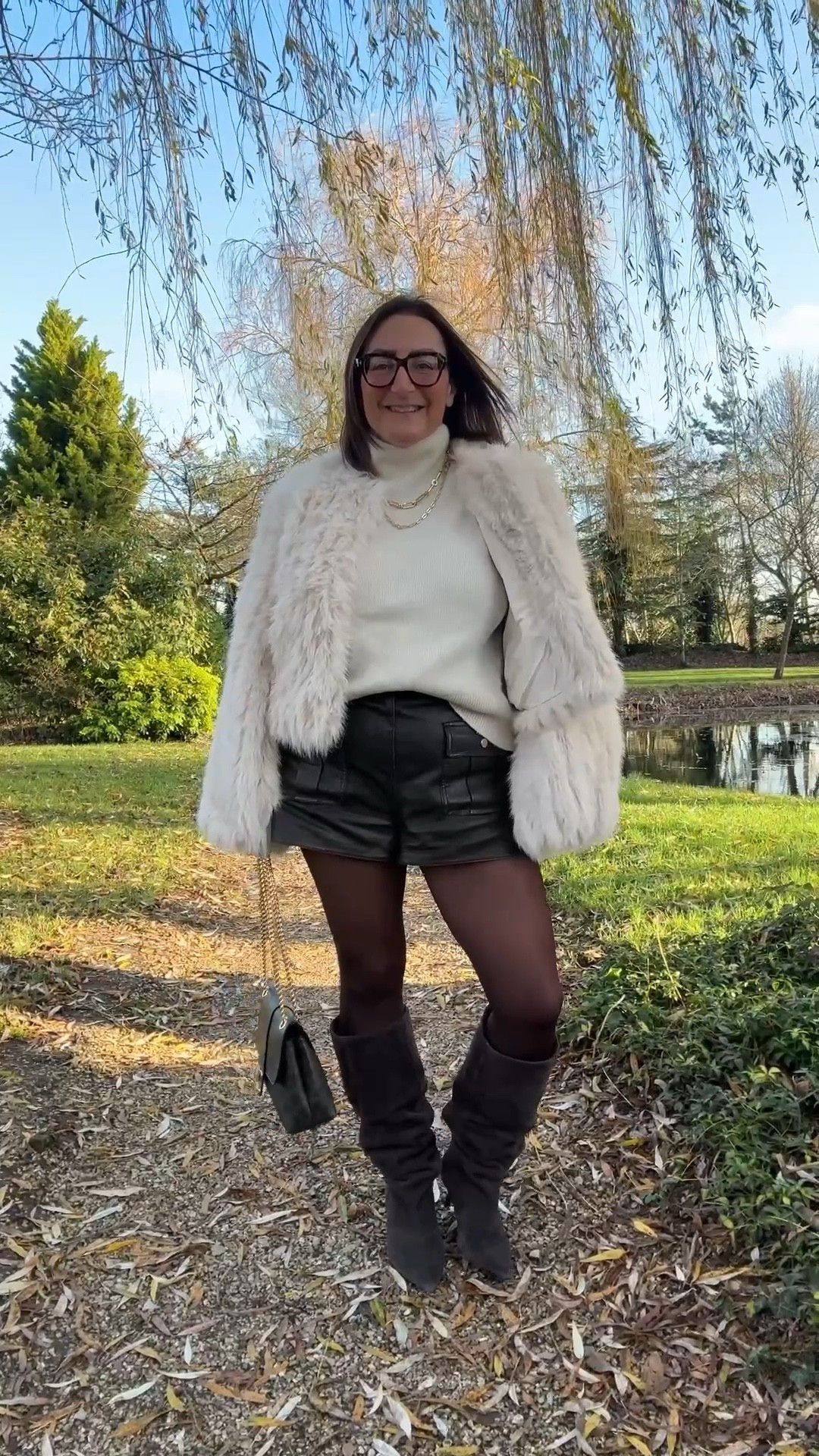 Christmas Day outfit inspo
Faux fur jacket from River island
Brown leather shorts
Brown tights
Brown suede slouch boots from Zara 
Winter outfit inspo


#LTKwinter #LTKeurope #LTKuk