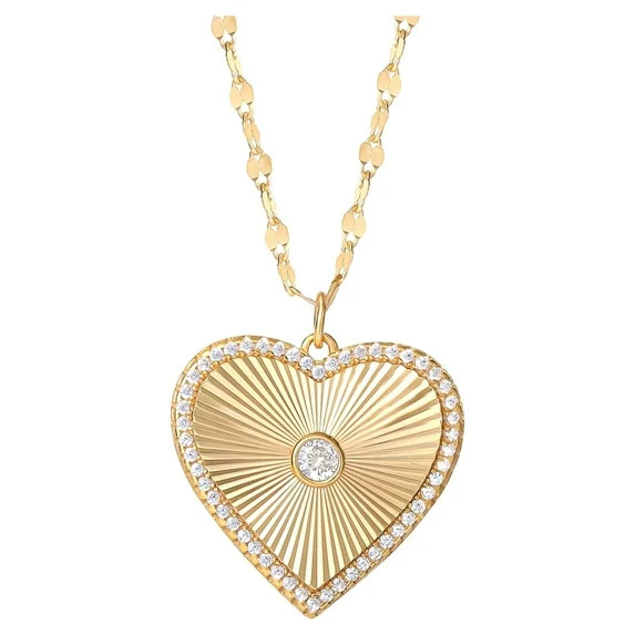 JS Jessica Simpson Women’s Gold Plated Sterling Silver Heart Necklace | Walmart (US)