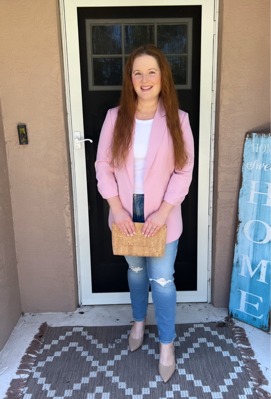 Walmart Spring styles, Walmart Scoop Blazer, Gap jeans, Gap Vintage High Rise Straight Denim, Kitten Heels, Amazon fashion finds, Etsy fashion finds, Cork clutch, Target style, Valentine’s Day outfit inspo

#LTKstyletip #LTKmidsize #LTKSeasonal