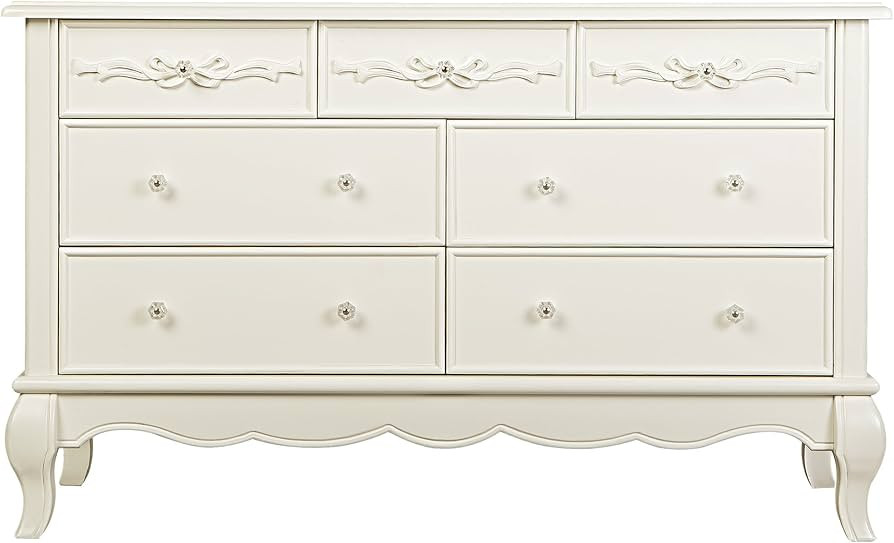 Evolur Aurora 7 Drawer Double Dresser, Ivory Lace, 54x20.3x34 Inch (Pack of 1) | Amazon (US)