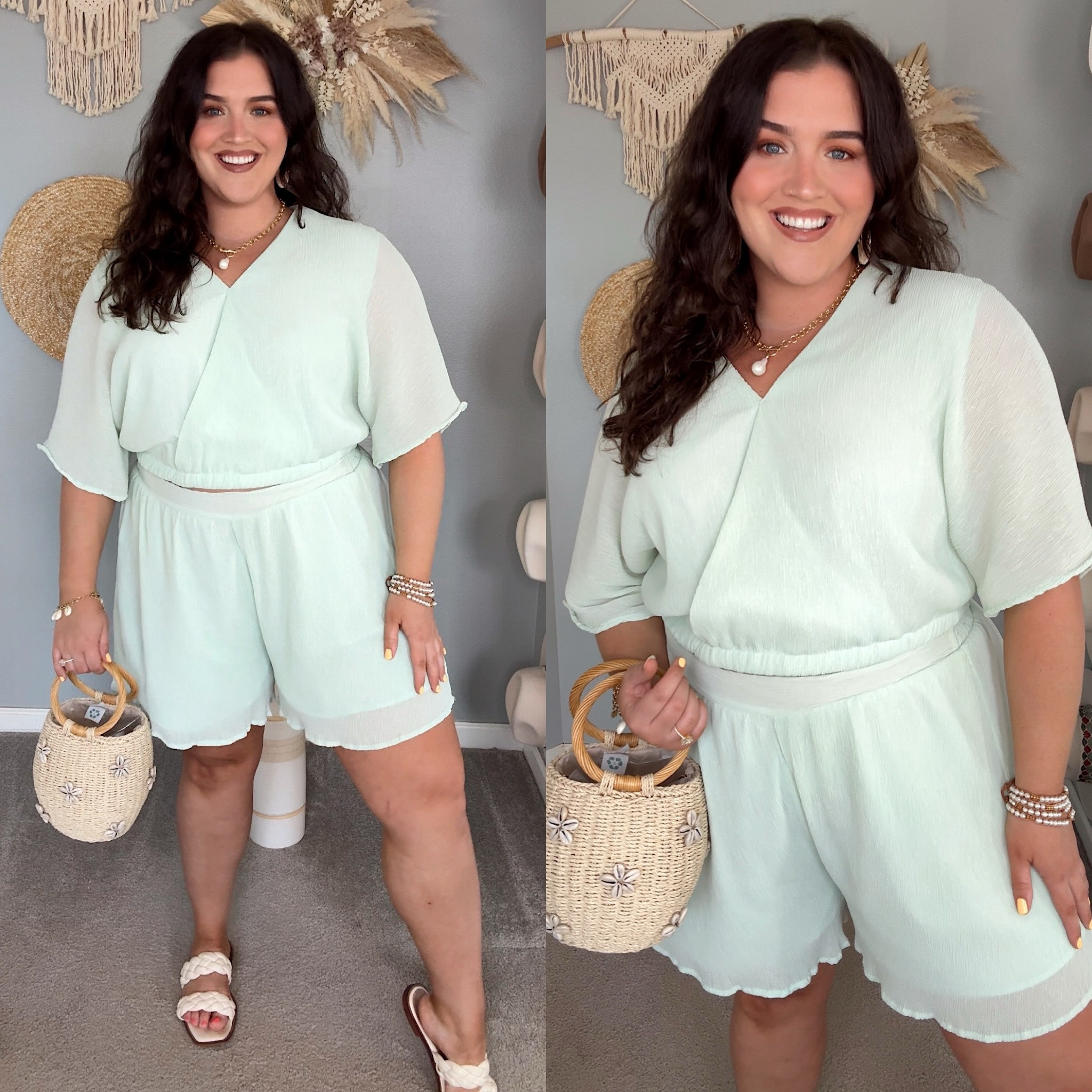 Amazon matching shorts set 🩵 XXL 
Perfect lightweight vacation outfit 
Brunch outfit inspo 

#LTKSummerSales #LTKStyleTip #LTKPlusSize
