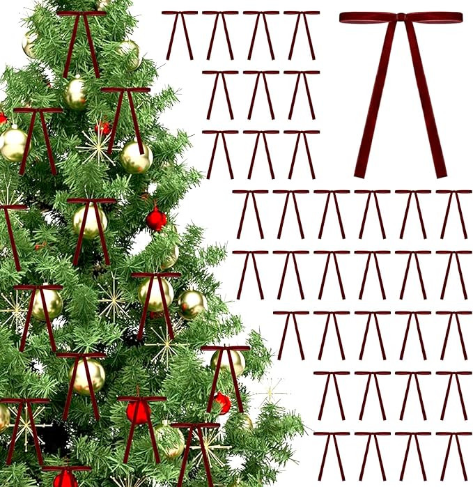 36 Pcs Christmas Velvet Bows - Vintage Style Velvet Ribbon Bows for Christmas Tree Gift Wrapping ... | Amazon (UK)