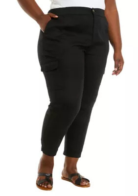 Wonderly Women's Plus Size Relaxed Cargo Pants, Black, 1X | Belk