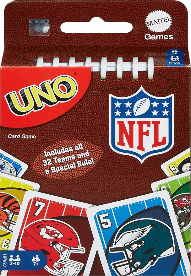 Mattel Games UNO NFL Card Game for Kids & Adults, Travel Game with NFL Team Logos & Special Rule ... | Amazon (US)