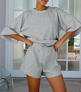 Tankaneo Womens Pajama Sets 3/4 Sleeve Oversized Tops and Elastic Waist Shorts Lounge Sets Lounge... | Amazon (US)