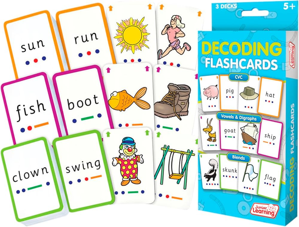 Junior Learning Decoding Flashcards, 162 Cards, Ages 5+, Language & Decoding, K-1 | Amazon (US)