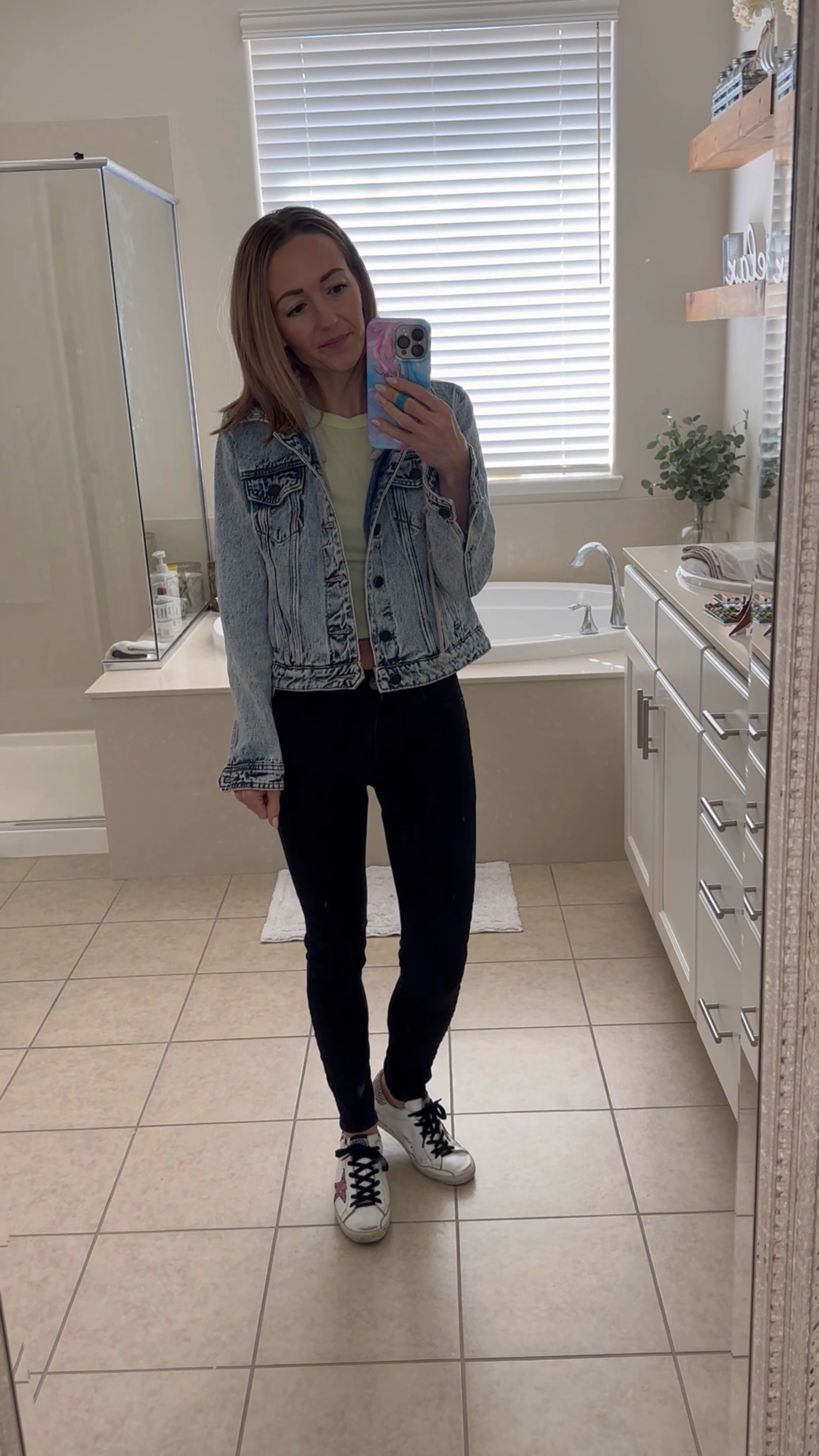 GRWM: Getting ready for our homeschool co-op! Dressing up for success with style and comfort. #homeschooling #grwm #jeanjacket #blackskinnyjeans #croplongsleeve #homeschoolco-op #dressedforsuccess #grwm #homeschoolmom #momlife

#LTKfamily #LTKshoecrush #LTKunder50
