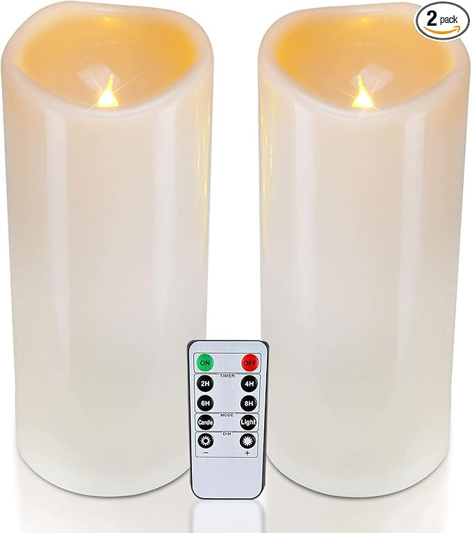 Homemory 4" x 10" Large Waterproof Outdoor Flameless Candles, Battery Operated LED Pillar Candles... | Amazon (US)
