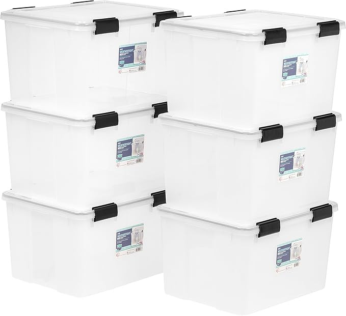 IRIS USA 46.6 Quart Plastic Storage Bin Tote Organizing Container with Durable Lid and Seal and S... | Amazon (US)