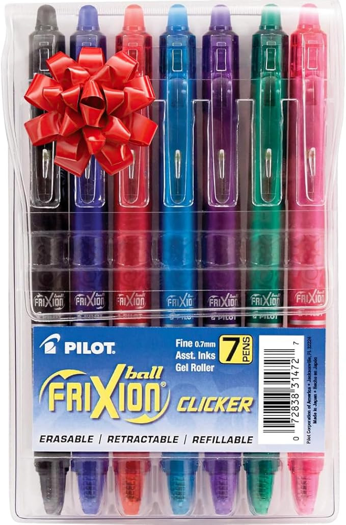 Pilot FriXion Erasable Gel Pens, Fine Point 0.7 mm Erasable Pens, Pack of 7 Assorted Colors | Amazon (US)