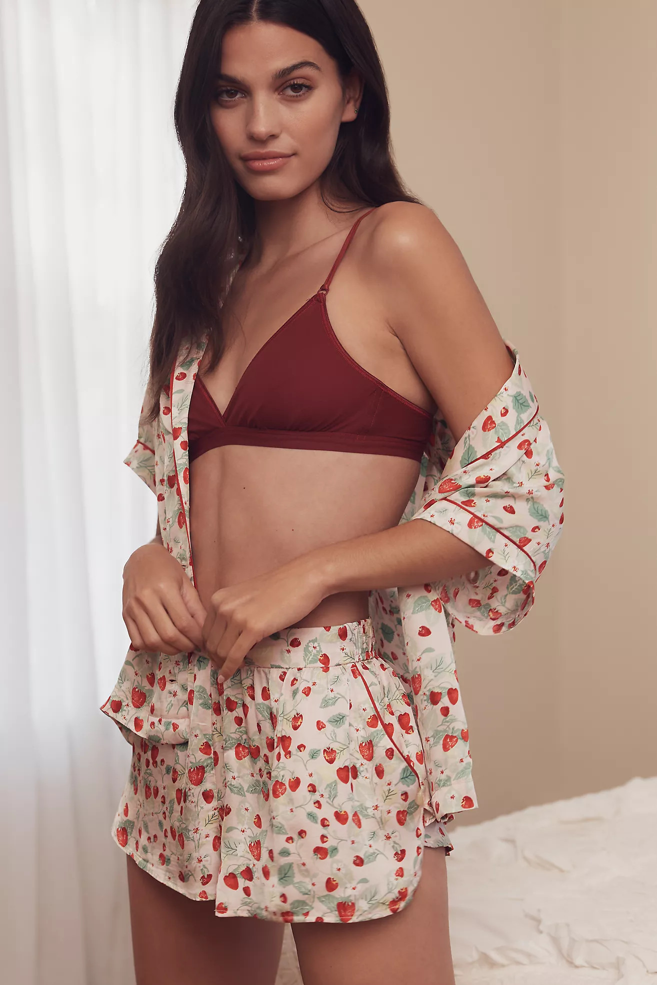 By Anthropologie Silky Patterned Pajama Shorts | Anthropologie (US)