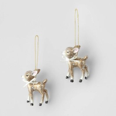 2pk Retro Small Deer Ornament Gold - Wondershop™ | Target