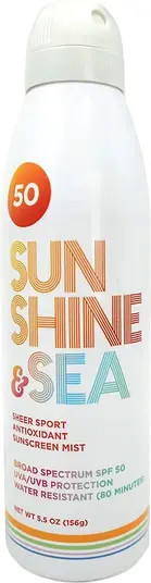 Sunshine & Sea SPF 50 Sheer Sport Antioxidant Sunscreen Mist | Nordstrom