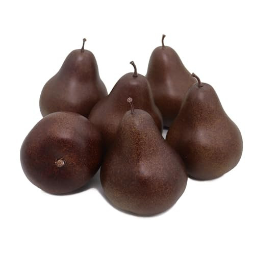 D-Seven 6pcs Fake Pear Artificial Fruit Faux Pears for Home Shop Supermarket Props Or Decoration (Brown) | Amazon (US)
