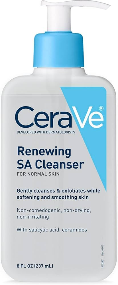 CeraVe Renewing Salicylic Acid Cleanser, Formulated With Hyaluronic Acid, Niacinamide, & Ceramide... | Amazon (US)