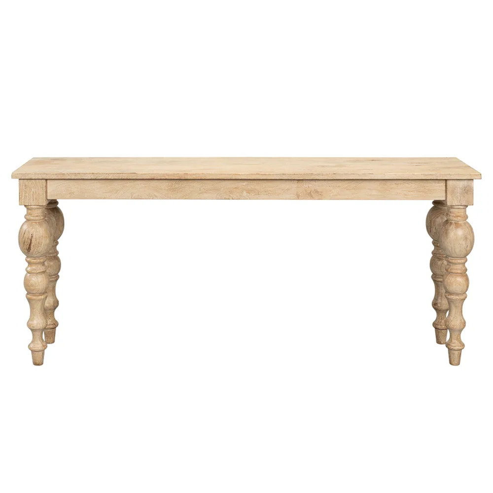 Jared French Country Brown Mango Wood Rectangular Console Table | Kathy Kuo Home