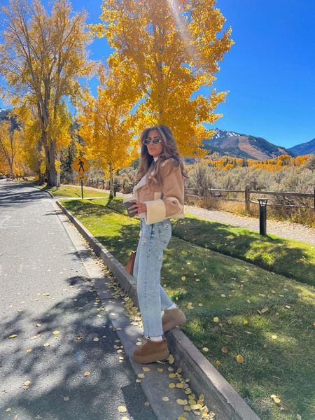 Wearing an XS in jacket and 25 in jeans. 

See videos & try on haul on my Instagram stories / feed / Aspen highlight tab! 

Shearling jacket, ugg ultra mini platforms, fall shoes, boots, Fall fashion, platform Uggs, revolve, fall outfit inspo, anine bing, Aspen fashion, Tularosa, best denim, Celine, Emily Ann Gemma, Celine gold sunglasses, fall outfits with jeans and uggs, fall Lookbook, Sherpa jacket, emily gemma fall fashion 

#LTKtravel #LTKstyletip #LTKSeasonal