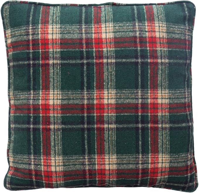 Creative Co-Op Square Brushed Fabric Flannel Pillow, Multicolor Plaid | Amazon (US)