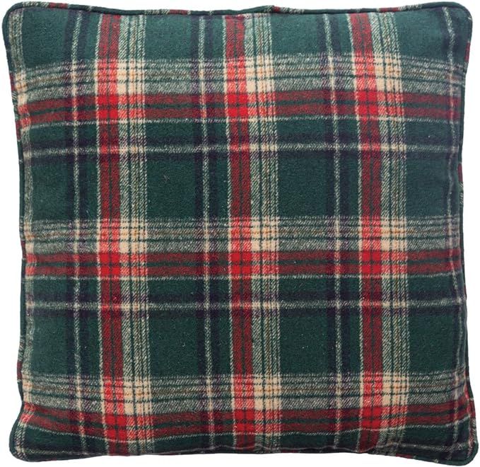 Creative Co-Op Square Brushed Fabric Flannel Pillow, Multicolor Plaid | Amazon (US)