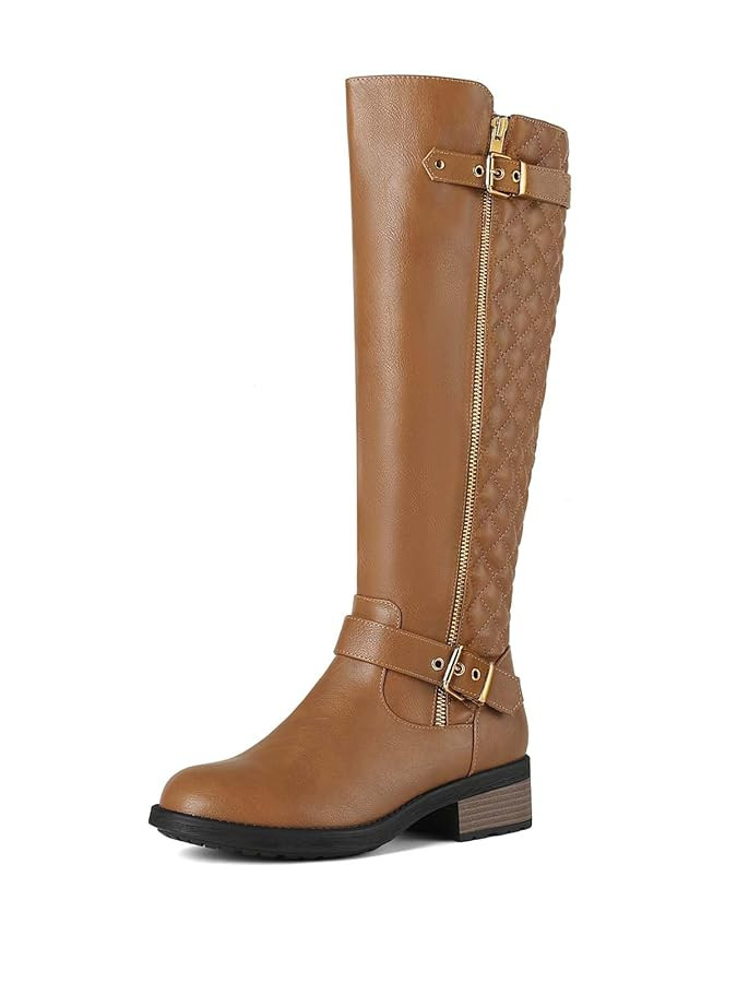 DREAM PAIRS Women's Knee-High Boots Comfortable Chunky Block Heel Round Toe Side Zipper Riding Fa... | Amazon (US)