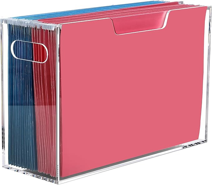 Hanging File Organizer, Legal Size File Holder Filing Crate with Protable Handles, Clear File Fol... | Amazon (US)