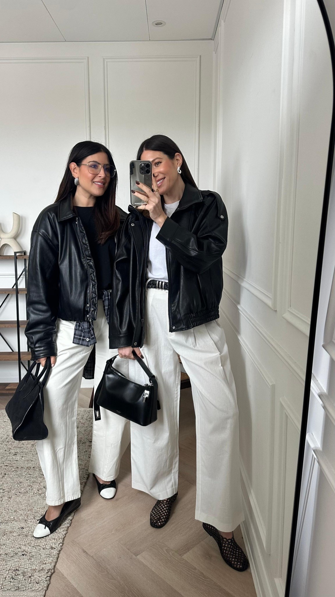 White trousers, leather jacket styling 🖤

#LTKstyletip #LTKspring #LTKgiftguide