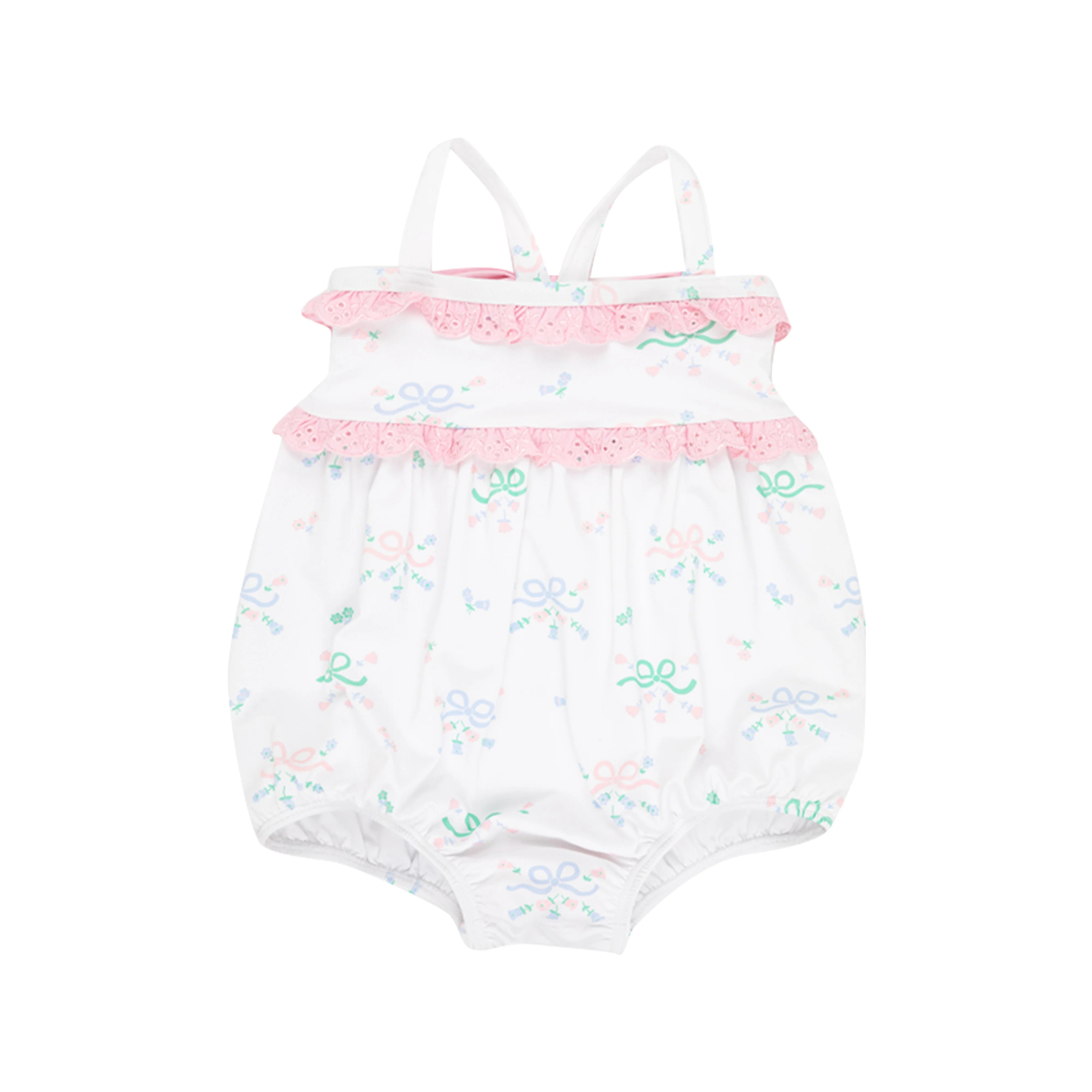 St Bart's Bubble Bathing Suit - Grandmillennial-esque with Palm Beach Pink | The Beaufort Bonnet Company