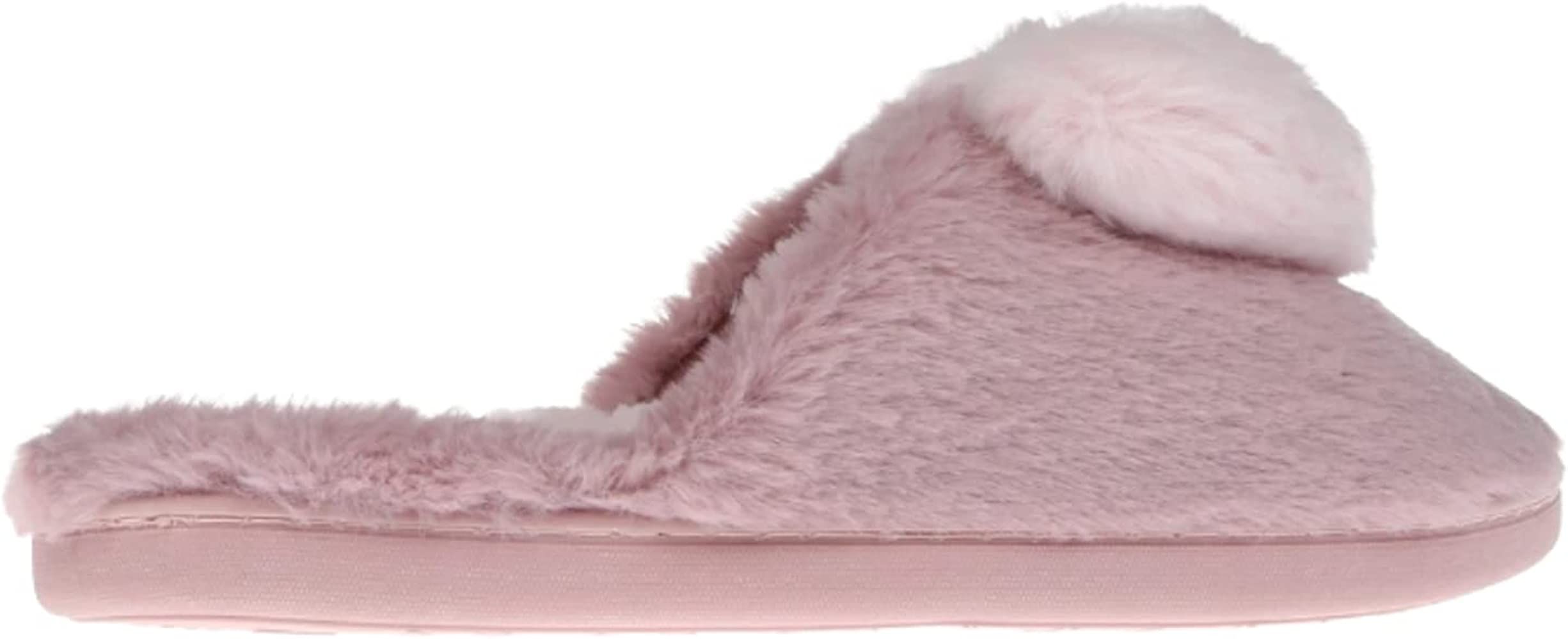 kensie Women's Faux Fur Slide Slippers with Heart Pom Poms | Amazon (US)