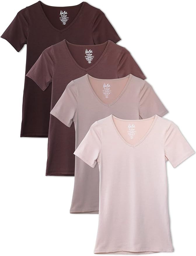 Kalon Women's 4-Pack V-Neck T-Shirt Base Layer | Amazon (US)