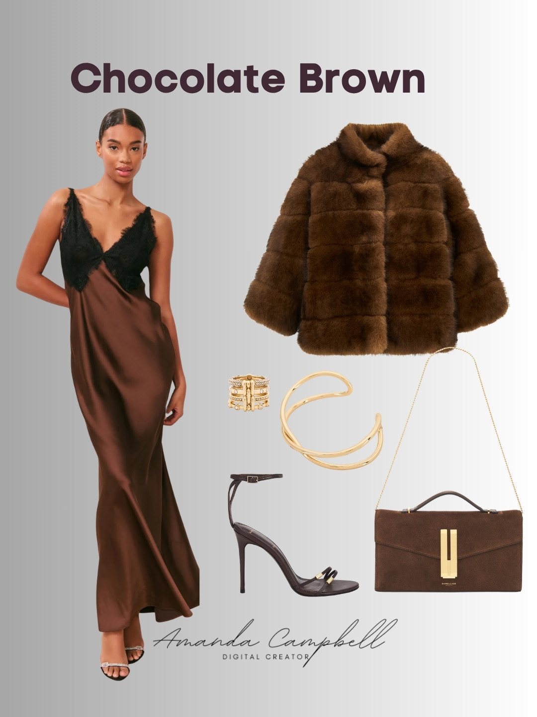 🤎 Chocolate Brown Elegance ✨

The rich, luxe tones of chocolate brown are everything this season — timeless, warm, and effortlessly chic.
This look is perfect for holiday parties, winter weddings, or a glam date night. Pair satin with faux fur and gold accents for that elevated evening vibe.

🛍 Shop the full look — dress, heels, jewelry & more — on my LTK: @mommyis_losingit

#LTKStyle #HolidayOutfit #EveningLook #ChocolateBrownAesthetic #BrownOutfitInspo #LTKHoliday #LTKFashion #LuxuryStyle #NeutralOutfits #AmandaCampbellLTK #WinterStyle #SatinDress #LTKUnder200 #ClassicStyle #DateNightOutfit 

 
