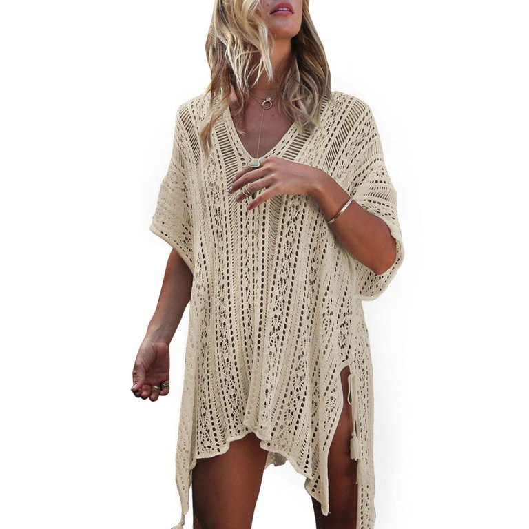 Swimsuit Cover Up for Women Summer Sexy Hollow Out Seethrough Crochet Bathing Suit Cover Up Swimw... | Walmart (US)