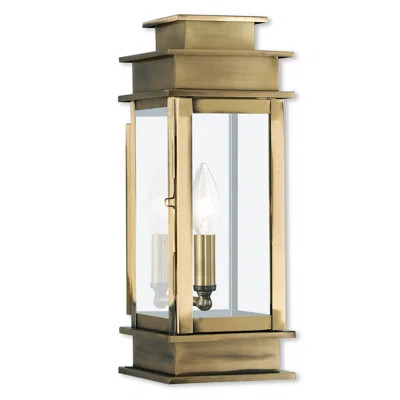 Gobinda Outdoor Wall Lantern Gracie Oaks Fixture Finish: Antique Brass, Size: 14" H x 5.25" W x 6" D | Wayfair North America