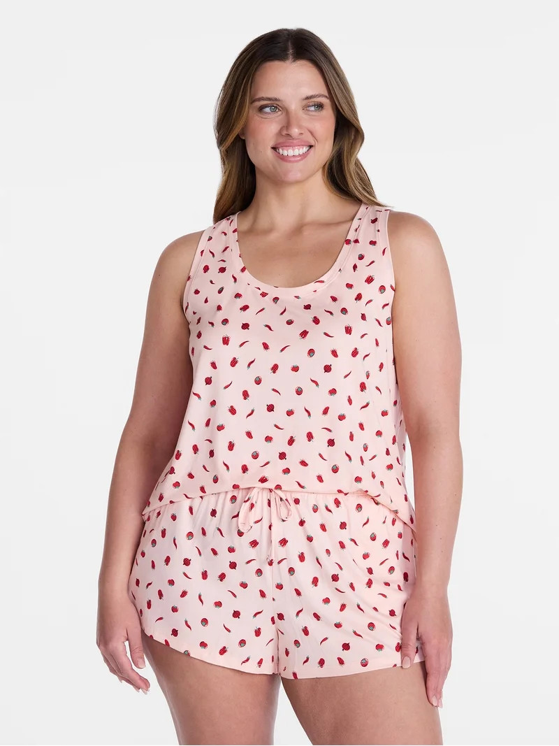 Joyspun Women's Tank Top and Shorts Pajama Set, 2-Piece, Sizes XS-3X | Walmart (US)