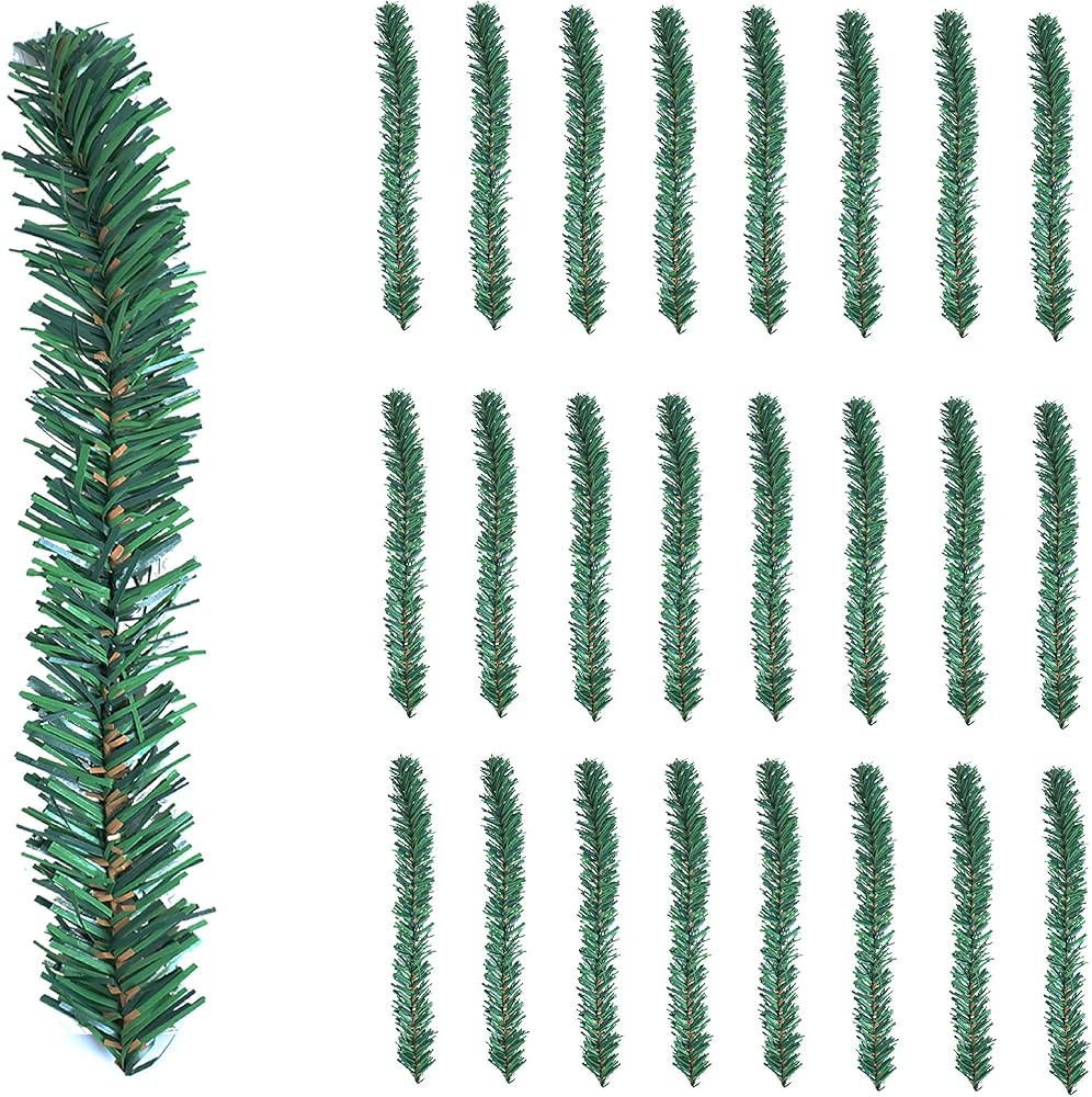 24 Pcs Garland Ties Artificial Pine Needles Christmas Tree Branches Wired Faux Greenery Stems 12i... | Amazon (US)