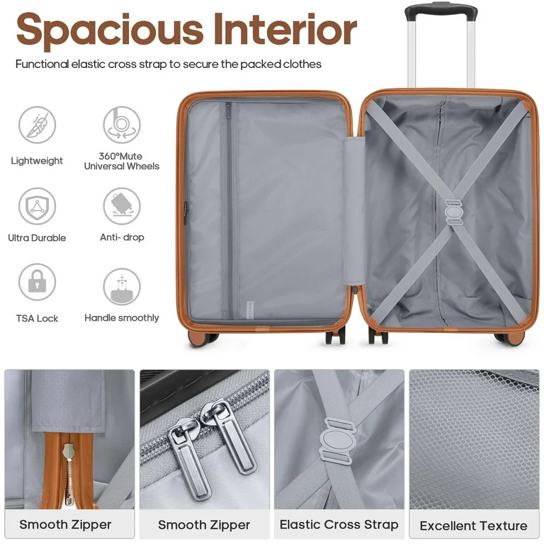 MIUSSE Carry On Luggae for Airplane, 20 Inch Carry On Suitcase with Spinner Wheels and TSA Lock, ... | Walmart (US)