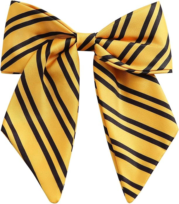 Big Stripe Hair Bow 6 Inch Women French Barrette Clips Wizard Hair Accessories Yellow | Amazon (US)