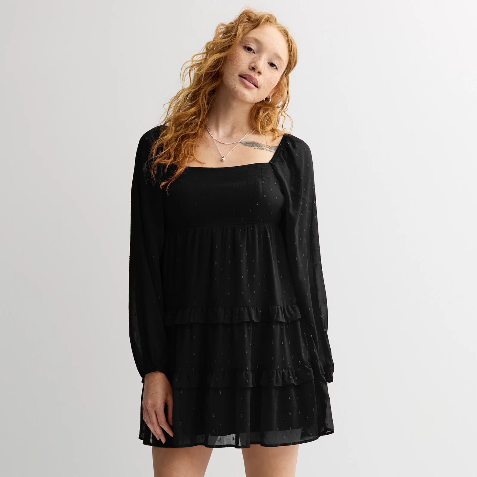Juniors' Rewind Lurex Clip Dot Skater Dress, Girl's, Size: XS, Black | Kohl's