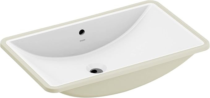 Moen White Vitreous China Undermount Sink, 23.625 X 14.75 X 7 Inch Rectangle Bathroom Sink with a... | Amazon (US)