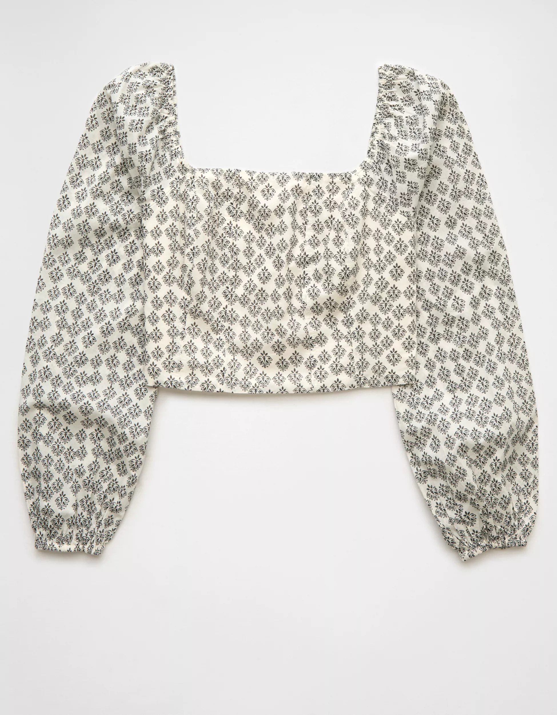 AE Cropped Corset Balloon Sleeve Top | American Eagle Outfitters (US & CA)
