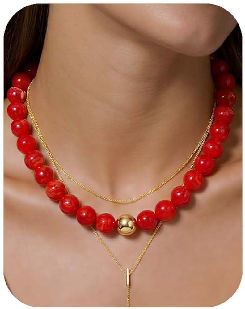Chunky Beaded Necklace for Women, Colorful Trendy Statement Summer Jewelry Gift | Amazon (US)