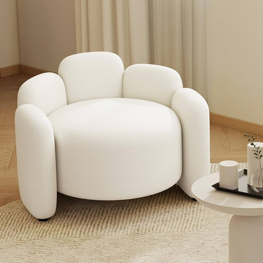 Modern Accent Barrel Chair, Upholstered Chenille Pumpkin Reading Chair, Round Cloud Armchair Bouc... | Amazon (US)