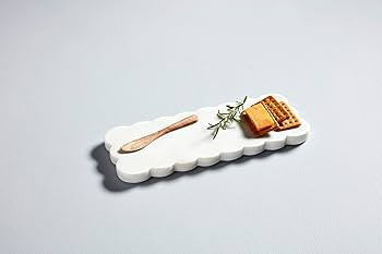 Mud Pie Scallop Marble Board Set, 12" x 5", White | Amazon (US)