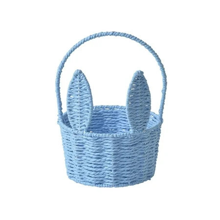 Chanana Easter Woven Bunny Basket, Long Ears Bunny Storage Basket Tote Bag, Easter Eggs Storage Basket Kids Gift Storage Tote Bag, Blue | Walmart (US)