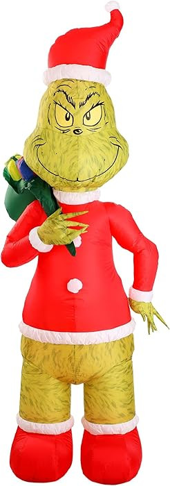 Gemmy Inflatable 8FT Large Santa Grinch Outdoor Decoration | Christmas Decorations | Amazon (US)