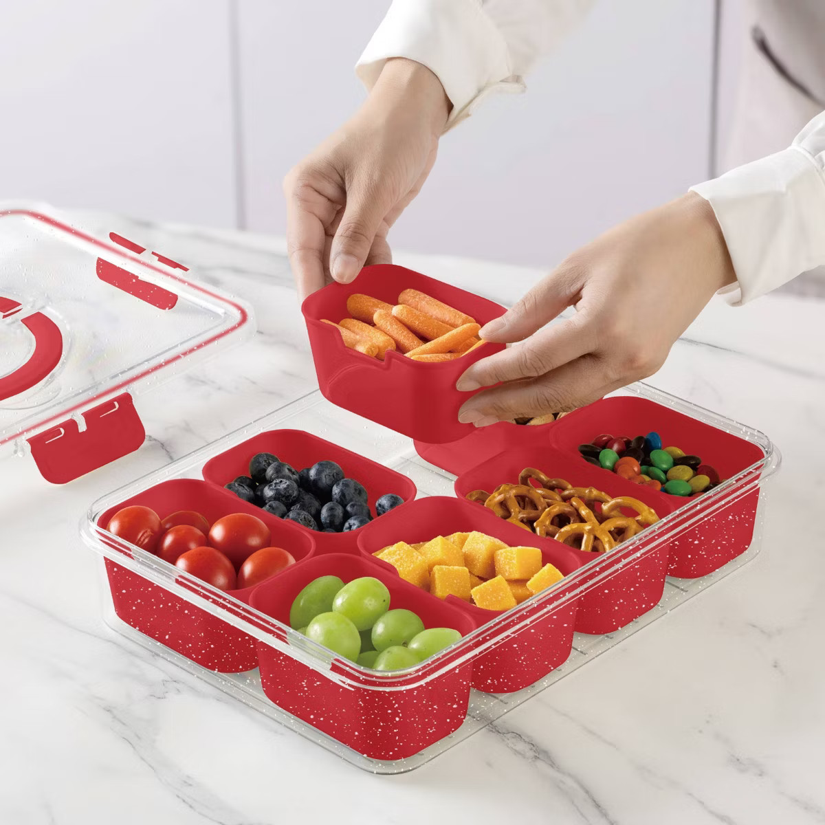 Cook With Color Sparkle Snack Box Food Storage Container Red | Target