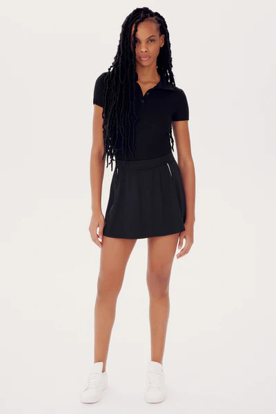 Venus High Waist Rigor Skort w/Piping - Black | SPLITS59 | Splits59.com