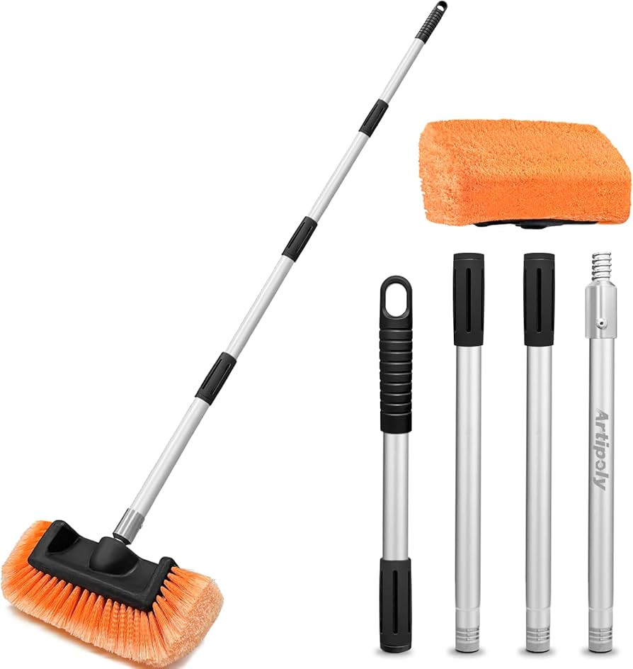65" Car Wash Brush with Extension Pole, Car Wash 12" Dip Soft Five-Sided Brush, No Scratch Car Cl... | Amazon (US)