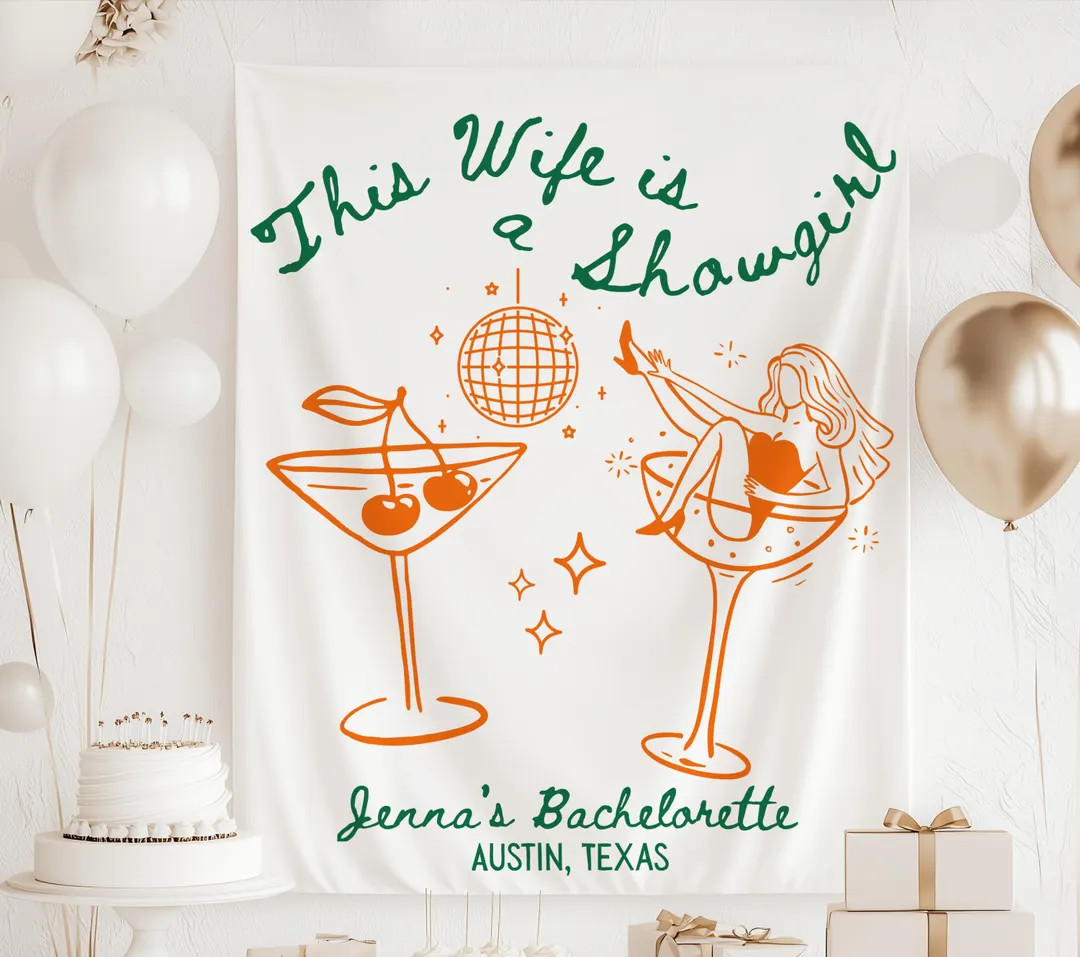 This Wife is a Showgirl Bachelorette Banner, Wife of a Showgirl Backdrop, Custom Bachelorette Ban... | Etsy (US)
