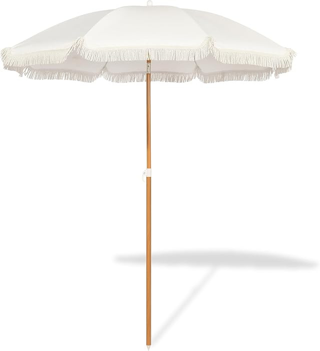 Seazul 5.2ft Patio Umbrella with Fringe, Beach Umbrella, Fringe Umbrella Outdoor Patio, Tilting S... | Amazon (US)